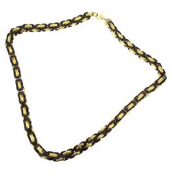 Brand New Stainless Steel Ion Plated Set Byzantine Two Tone Black/Gold 8.5mm Necklace Size: 23" Bracelet Size : 9"