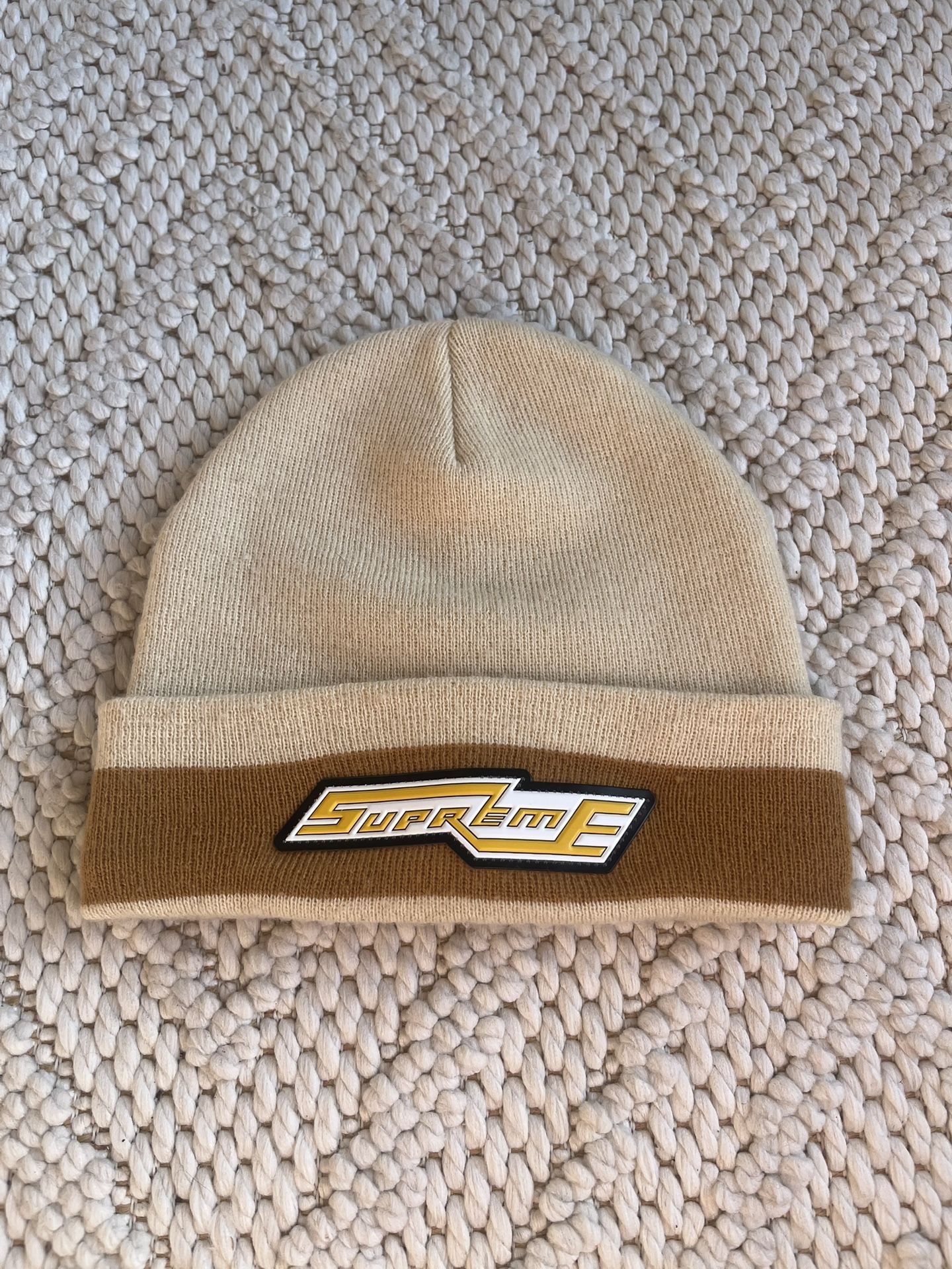 FW20 Supreme Tan Cuff Stripe Logo Unisex Beanie/Hat Accessory