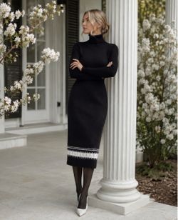 TRIBAL VIKING WINTER WOOL MOHAIR KNIT PENCIL SKIRT