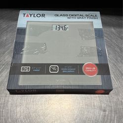 Taylor 11.0" x 11.0" Digital Bathroom Scale Battery Powered Gray Glass, 350lb Capacity