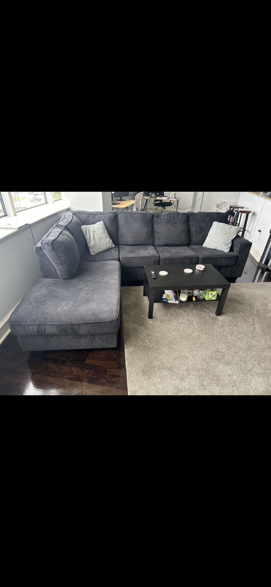2-Piece Sectional Couch dark grey