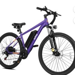 Qlife Electric Bike for Adults - 21-Speed Mountain Lightweight Ebike with Peak 1000W 25MPH Brushless Motor, 375Wh Removable Battery, 48V 7.8Ah Purple