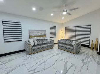 Sofa set gray and gold