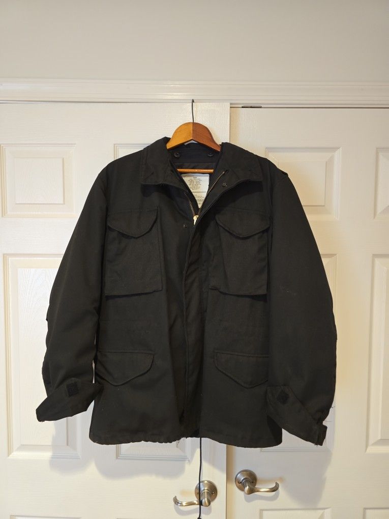 Vintage 80s Field Jacket OG106 Size M Military Black