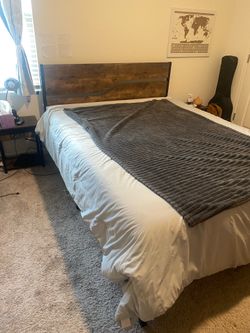 Wooden/metal bed frame (queen)