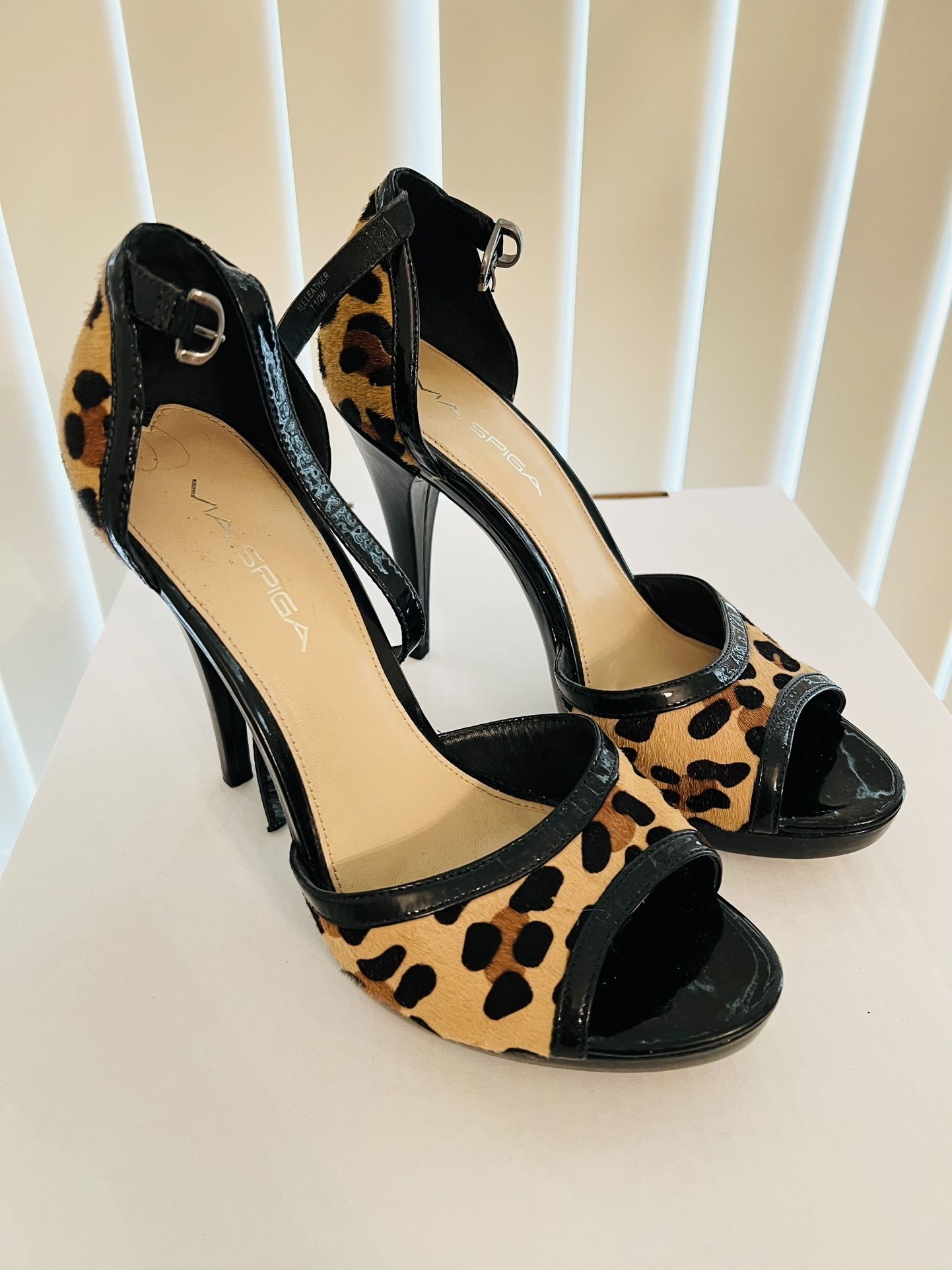 Via Spiga Leopard Fur Platform Heels - Size 7.5