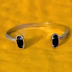 Kendra Scott Elton Rhodium Black Stone Cuff Bracelet