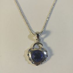 Vintage Heart Pendant And Necklace Silver Tone