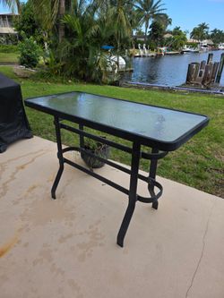 Outdoor Patio Table with Glass Top