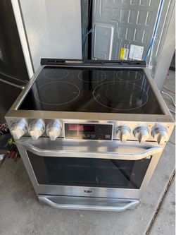 LG studio electric stove stainless steel sliding
