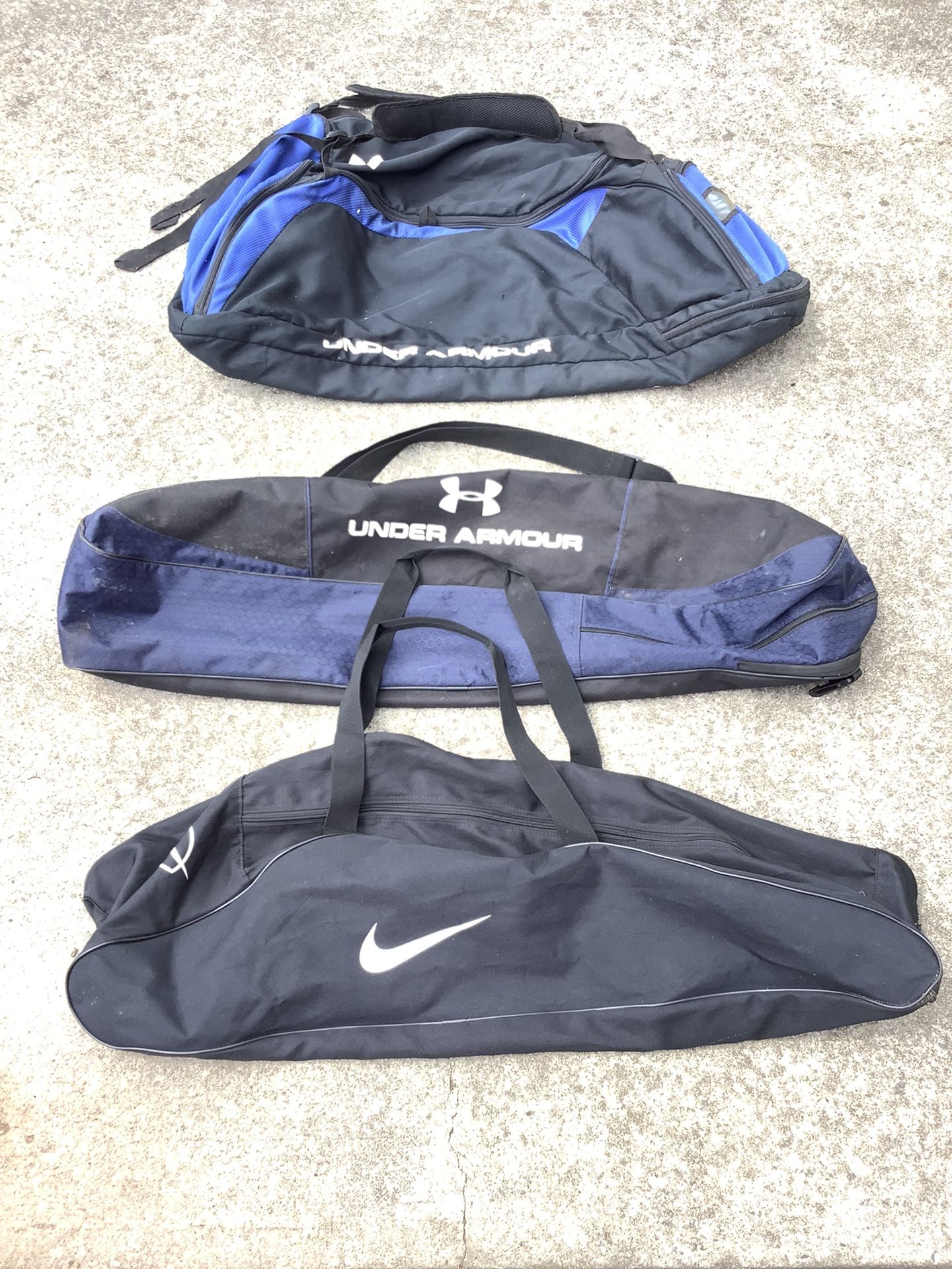 3 Bags, Sold Together, Baseball Bag, Softball, Duffle, Nike, Under Armour