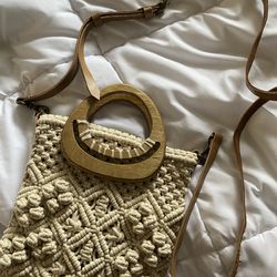 World market boho bag with wood handles