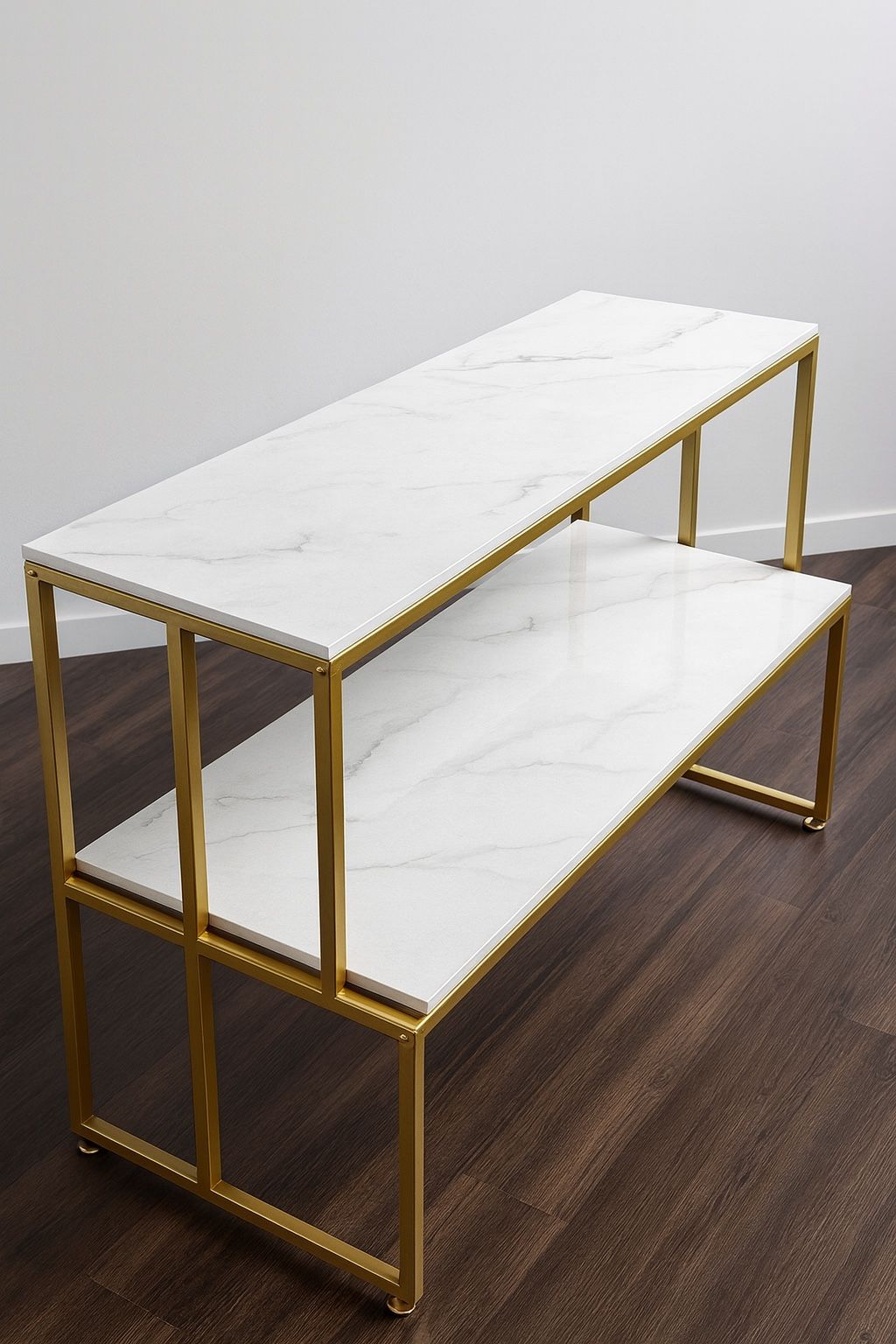 Gold & Marble Console Table – Modern Two-Tier Design