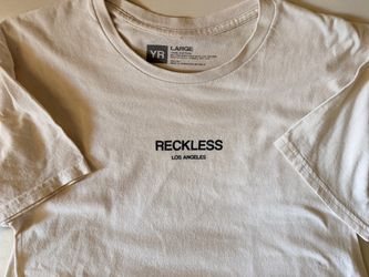 Reckless Los Angeles Men’s Large Cream Logo T-Shirt 100% Cotton Streetwear