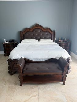 Real Solid Wood King Bed Set