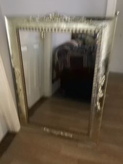 Mirror wood with gold leaf new