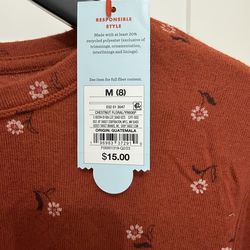 Cat & Jack girls top size Med 8 lightweight Rust colored floral print