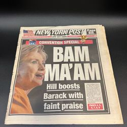 2008 New York Post Obama Hillary Clinton DNC Bam Maam Newspaper Page Six
