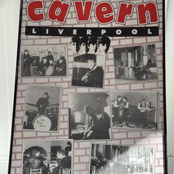 The Beatles Collage at the Cavern 17x24 Rare UK Liverpool England Poster (RARE)‼️ Poster is Framed but has no glass.