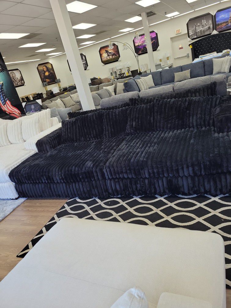 XL OVERSIZED FLUFFY SECTIONAL COUCH Living Room Set