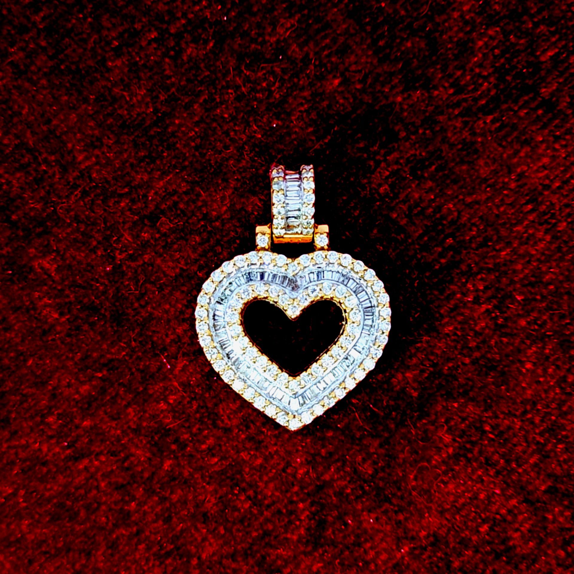 Baguette Diamond Heart Pendant in 10K Gold and 0.65 CTW