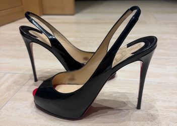 Christian Louboutin Black Patent Slingback Heels