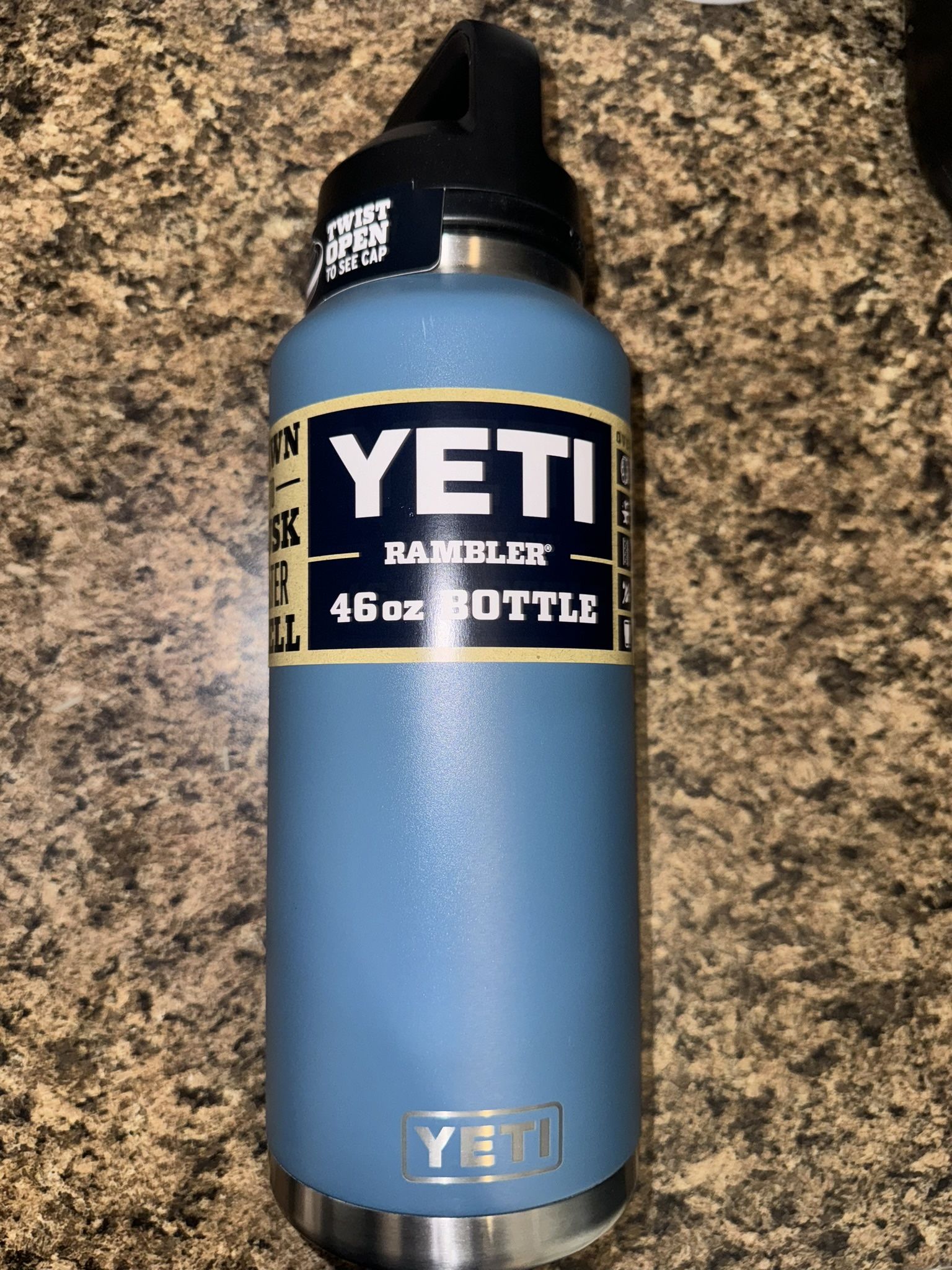 YETI Rambler 46 oz Bottle, Vacuum Insulated, Stainless Steel with Chug Cap, Nordic Blue