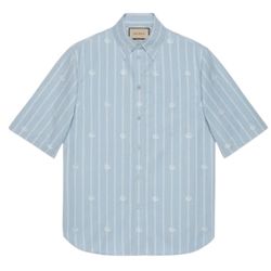Gucci GG LOGO Shirt Button Up Blue 
