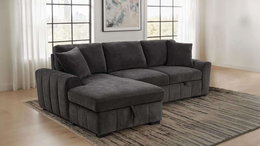New Modern Sectional Sofa With Chaise and Hidden Pull Out Bed!