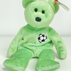 TY Beanie Baby Kicks 1998 Soccer Bear Collectors Toy 9" - RARE RETIRED 