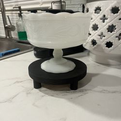 Vintage White Milk Glass Pedestal 