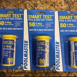 3 Packs Of New Sealed Poolmaster 22211 Smart Test 4-Way Pool And Spa Test Strips - 50ct 4 Way Test Strips 3 Pack $15