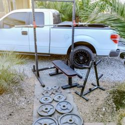 240lbs Olympic Weights + Squat Rack+ Bench+ Barbell 