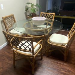 Rattan Dining Table & 4 Chairs