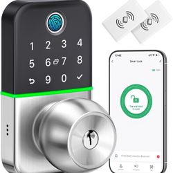 Smart Keyless Entry Door Lock with Knob: Keypad Door Lock with Handle - Fingerprint Door Lock for Front Door - Digital Door Lock