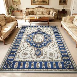 6x9 Area Rugs for Living Room, Machine Washable Vintage Rug, Non-Slip Low Pile Throw Rugs with Rubber Backing Washable Carpet for Bedroom Dining Room 