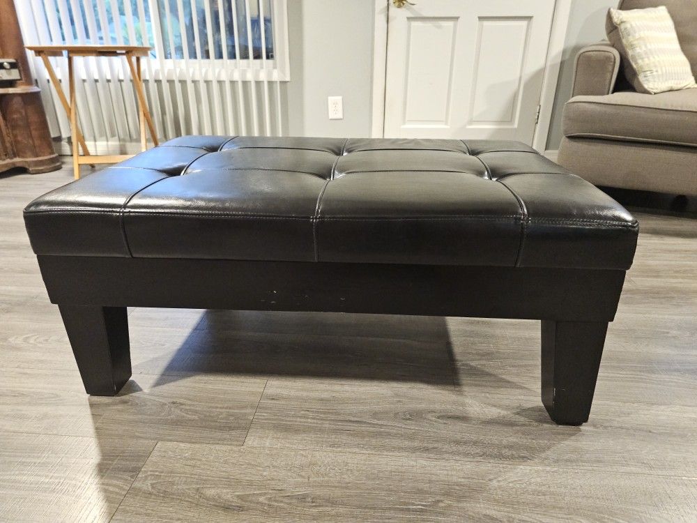 Leather Ottoman W/ Drawer