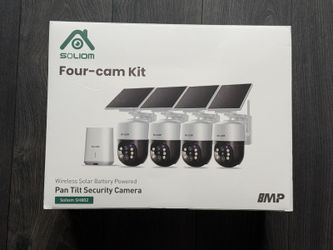 Soliom Wireless Outdoor Solar Security Camera 4-Cam Kit, 360° Auto Tracking with Radar, 5G & Wifi SEALED