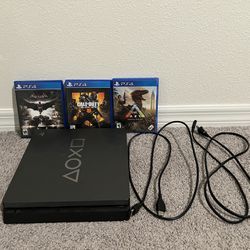 PS4 Slim (Days of play limited edition) with 3 Games 