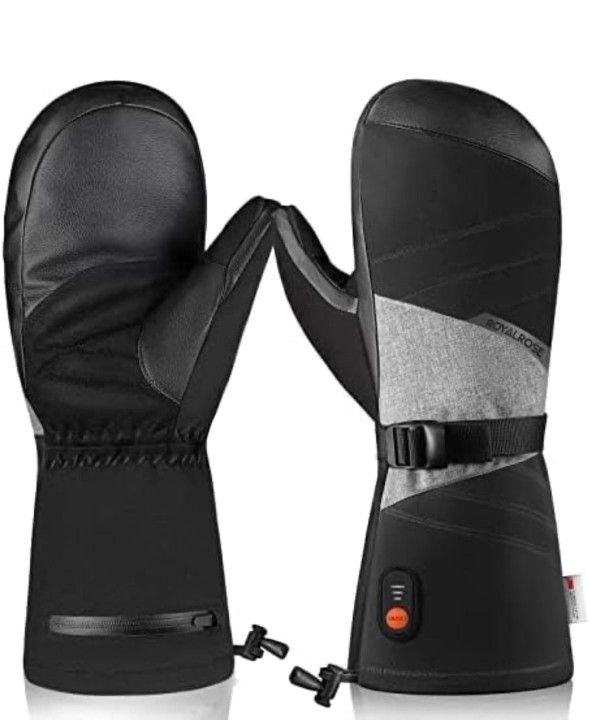 Heated Mittens for Men Women, 3000mAh Rechargeable Electric Waterproof Ski Gloves for Work Skiing Snowboarding Hiking Camping
