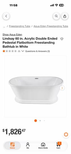 Aqua Eden Lindsay 60 in. Acrylic Double Ended Pedestal Flatbottom Freestanding Bathtub in White