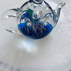 Heavy Vintage Glass Teapot Octopus Paperweight 