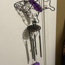 Large Colorful Purple Butterfly Wind Chime