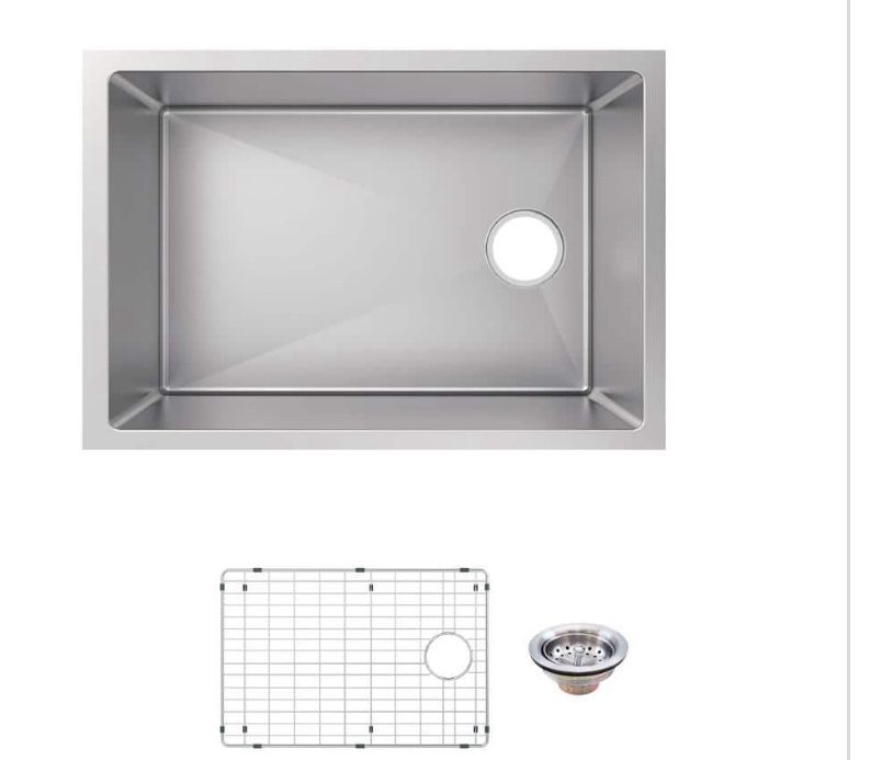 Tight Radius 27 in. Undermount Single Bowl 18 Gauge Stainless Steel Kitchen Sink with Accessories