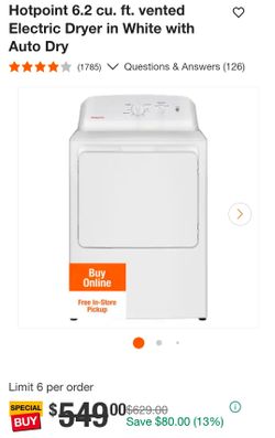 Hotpoint 6.2 cu. ft. Electric Dryer White