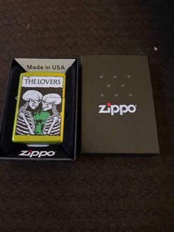 Brand New Zippo Lighter - "The Lovers" Skeleton Tarot Card Design