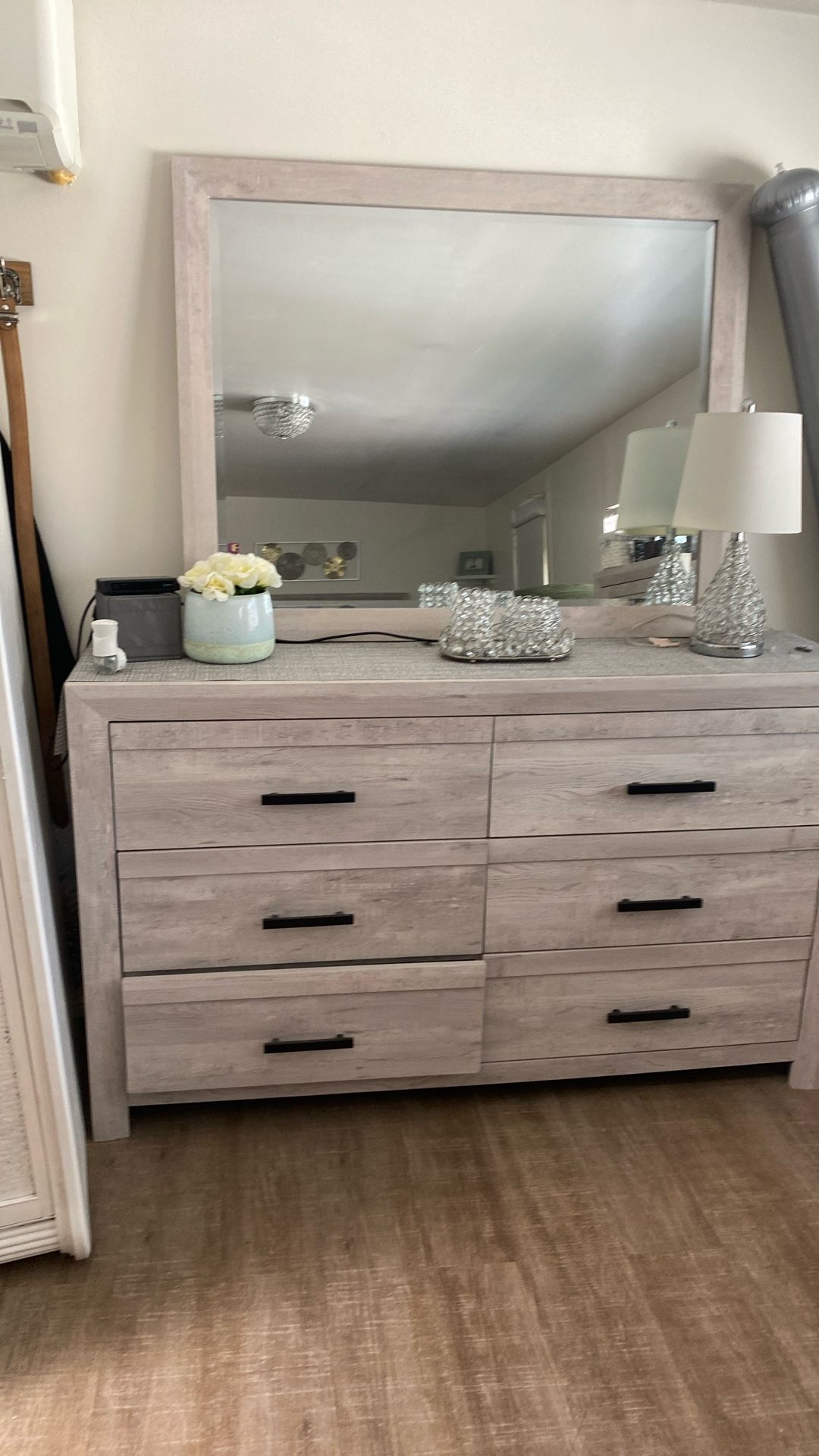 Like New White And Black Handles Dresser