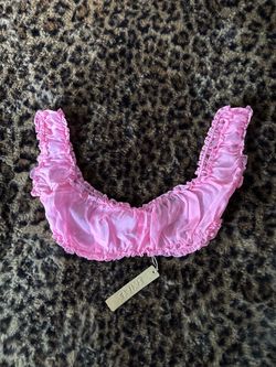 skims pink see through romance crop top🩷