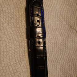 Leather Watch Band  22mm Black Crocodile 