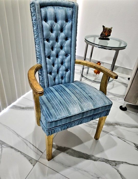 Vintage Blue Hi Back Chair - Palm Springs
